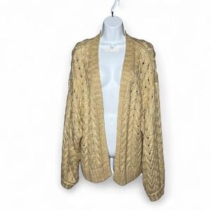 Kendall & Kylie Beige Chunky Cable Knit Open Front Cardigan | One Size